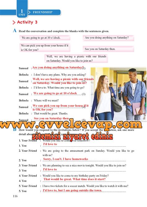 8 sınıf ingilizce ders kitabı cevapları sayfa 116